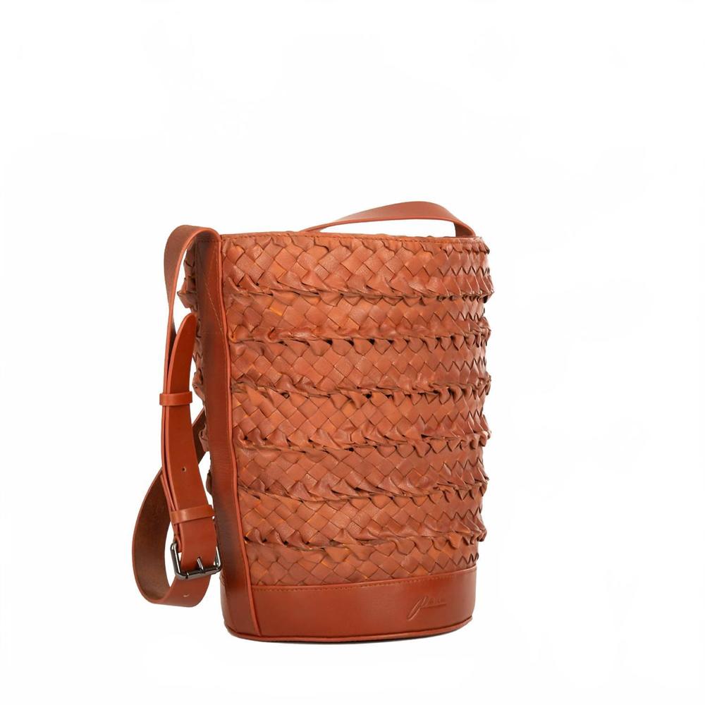 NEW PER LEI NEW YORK women's emery woven bucket bag in chestnut - Picture 4 of 6
